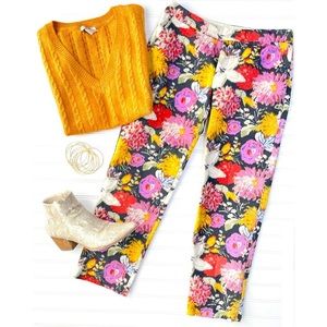 Anthro Elevenses Floral Pant | size 4
